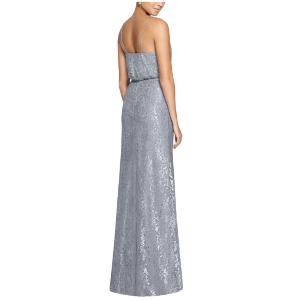 After Six Metallic Blue Silver Lace Two-Piece Gown Formal Wedding NEW